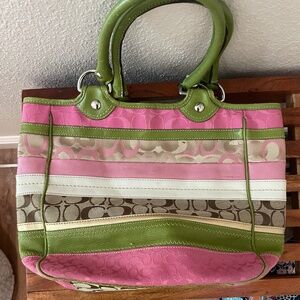 Pink and Green coach purse